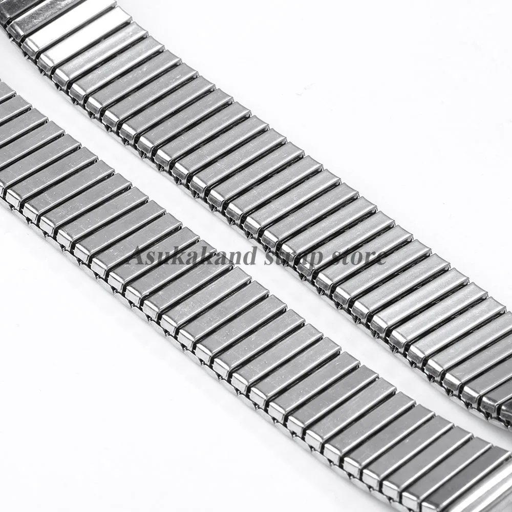 Silver & Gold Stainless Steel Elastic Watch Band - Universal Metal Expansion Strap, Unisex Bracelet Style