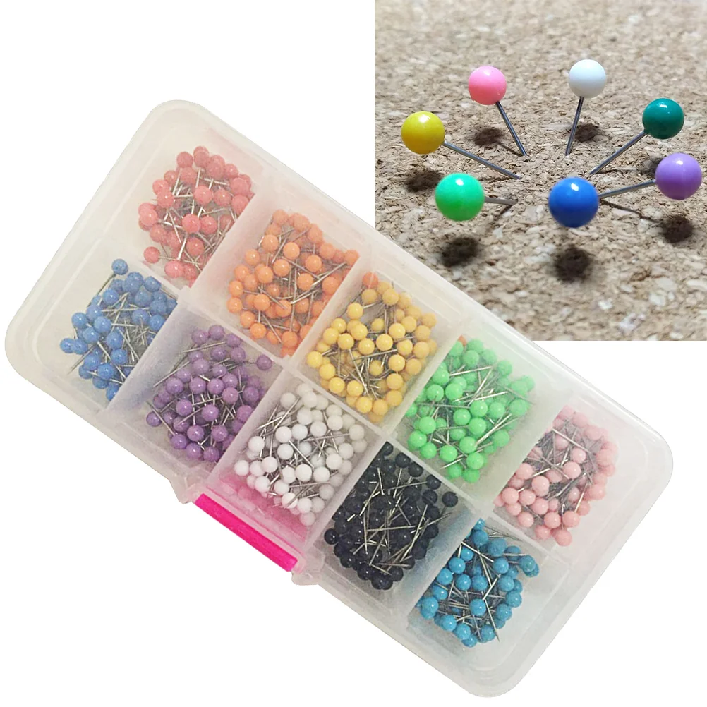 

Multi-color Push Round Head Map Tacks for Maps Calendar Whiteboard Fabric Making Safety Colored Thumbtack Office School