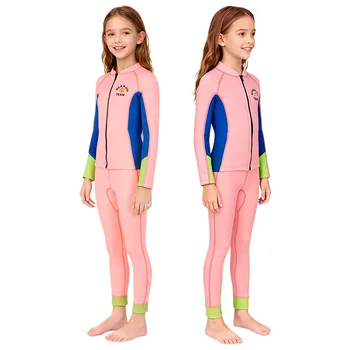 Children's Wetsuit 2.5MM Girls' Swimsuit Split Long Sleeved Thick Warm Snorkel Suit Swimming Surfing Jellyfish Suit Diving Suit 1