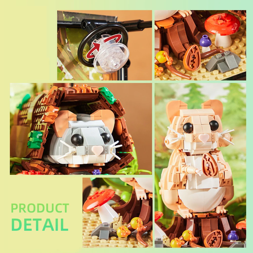 Terrarium Hamster Animal Model Building Block Brick Boy Assembly Construction Toy For Children Kid DIY Game Home Desk Decor