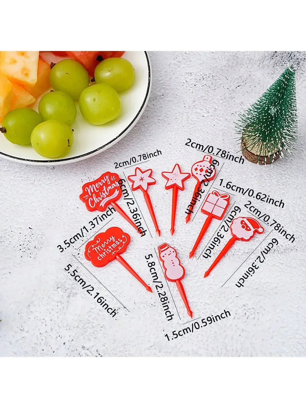8PC-SMerry Christmas Animal Fruit Fork Food Grade Mini Cartoon  Cake Fruit Toothpick Bento Lunch Bento Party Decoration