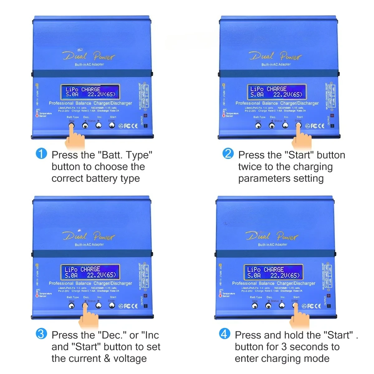 Chargeur SkyRC B6 AC connecté à une batterie LiPo avec câbles de charge