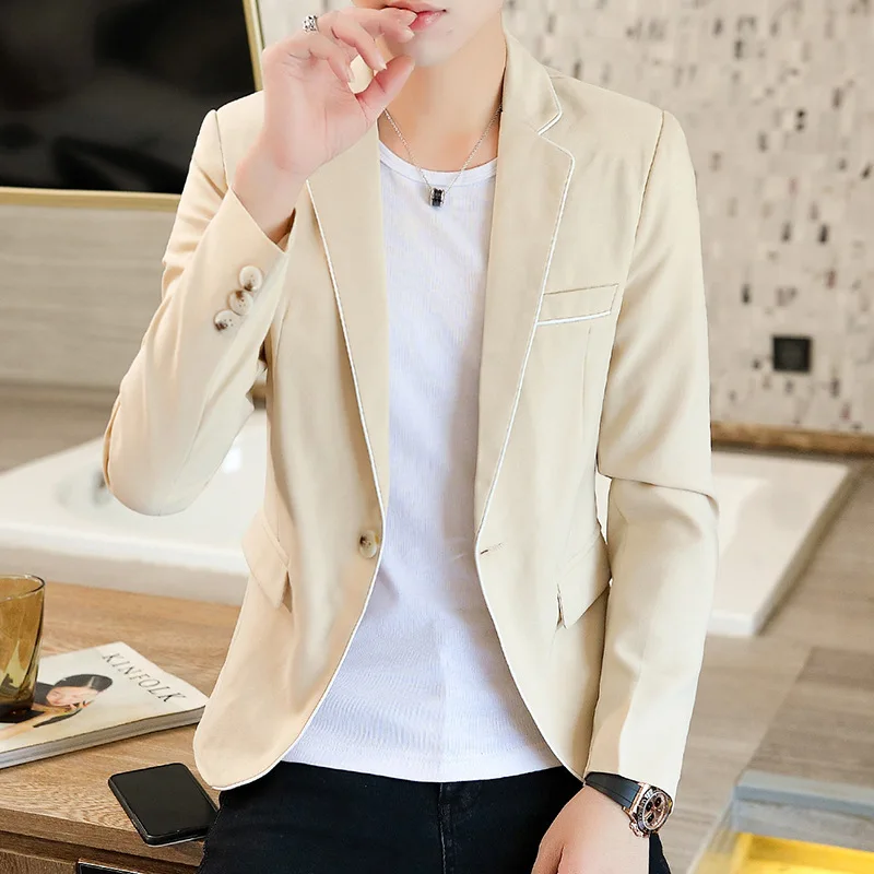 

2022 suit jacket men's spring new casual handsome slim Korean version trend youth suit single button blazer jacket men