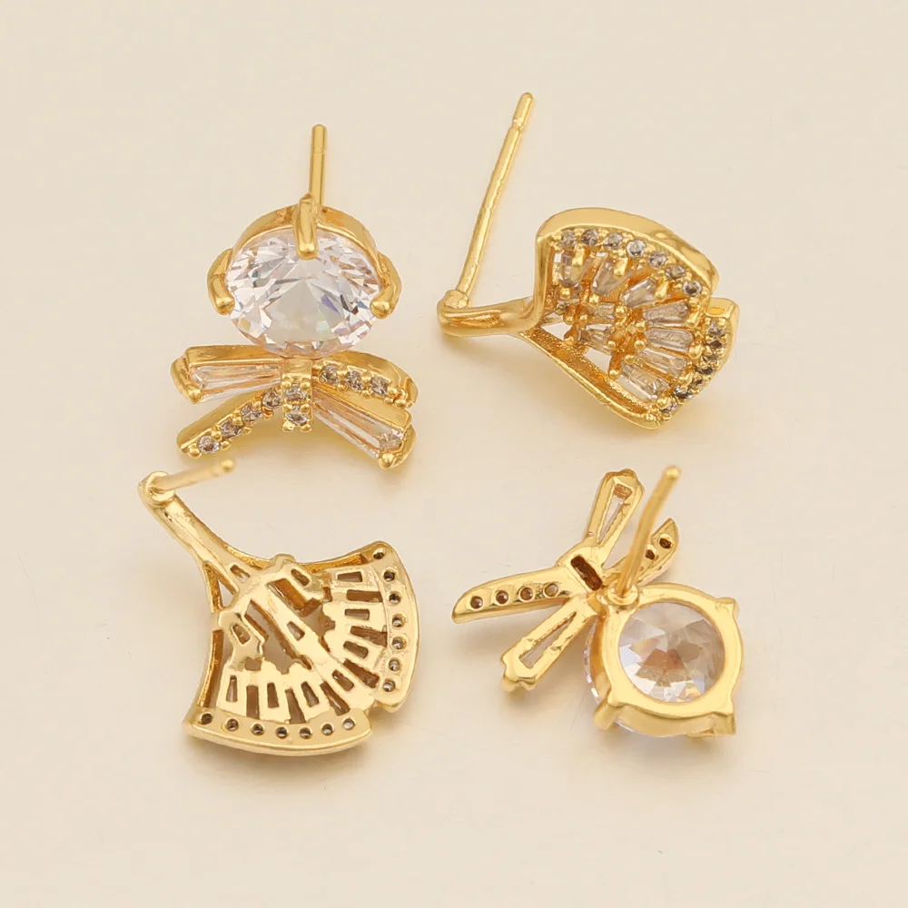 

WHSOK 10Pcs Genuine Gold Plating/Multi Designs/CZ Stone/Hand Made DIY Earrings Stud/DIY Making/Jewelry Findings & Components