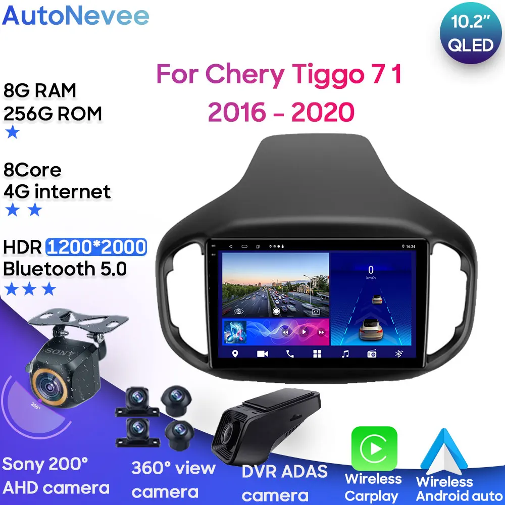 

Android Multimedia For Chery Tiggo 7 1 2016 - 2020 Car Stereo CPU Radio QLED Player Navigation Carplay Auto HDR Cam Dash 5G WIFI