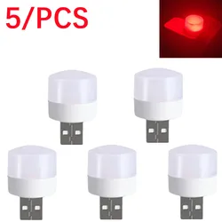 5-Pack USB LED Plug Lamp - 1W Super Bright Eye-Care Night Light (5PCS-Red light)