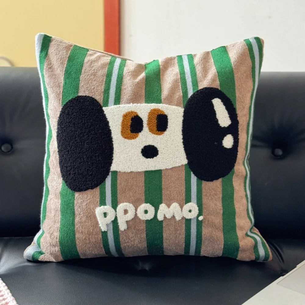 Creative Washable Cream Style Pillow Cover Towel Embroidery Square Cartoon Pillow Cover Comfortable Soft Pillow Shell Office