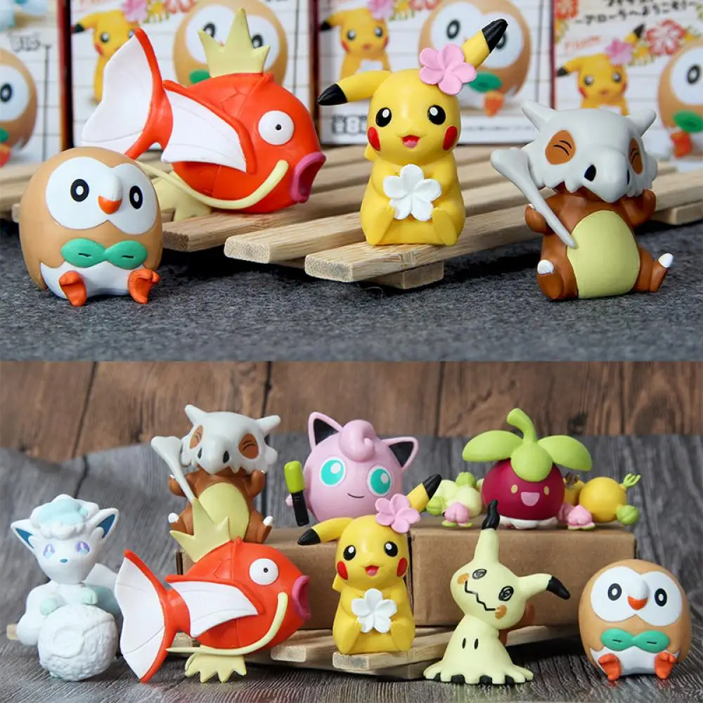 

Pokemon Anime Figurines Collection Jigglypuff Pikachu Bulbasaur Cartoon Movie Peripheral Toy Action Figure Gifts for Children