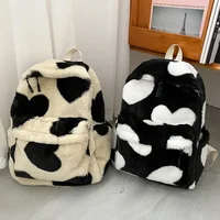 Heart Plush Cartoon Backpack Girl Plush Backpacks Cute Fur Backpacks Children School Bags Kids Gift Book Bag Mochilas Para Mujer 1