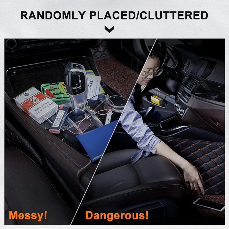 Accoudoir Central Universel Pour Voiture – Cuir Synthétique, Rangement Intégré – Hauteur Réglable – Noir