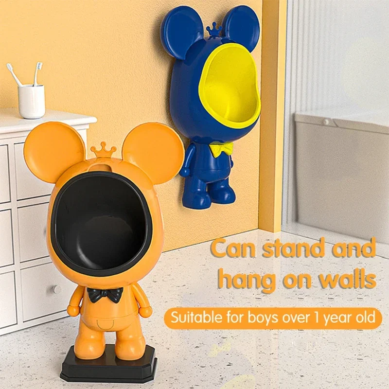 Children Urinal Cartoon Bear Toilet Kids Potty Stand Up Wall Mounted Toilet Seat Baby Pee Training Urinal for Boys 2
