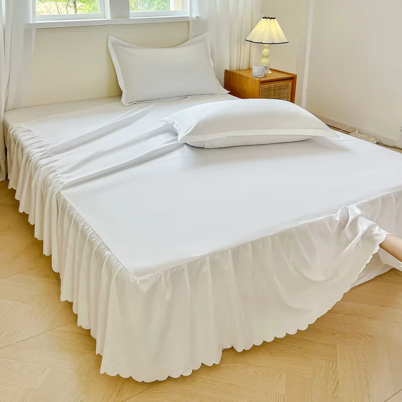 Bedspread Fitted Sheet Ruffles Drop Mattresses Cover Bed Skirt Brushed Polyester Microfiber Pleated Dust Solid Color 150 180