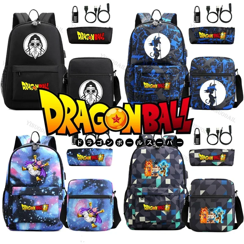 Zaino Vegeta Dragon Ball Con Lucchetto An-Ti E Zainetto Usb Fashion Mochilas Para Mujer Studio Cancelleria Anime Figure Borse