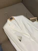 Spring Autumn Delicacy Beads Lady Office Suit Long Sleeve Single Button Blazer Flared Pants Women Solid 2Pcs 5