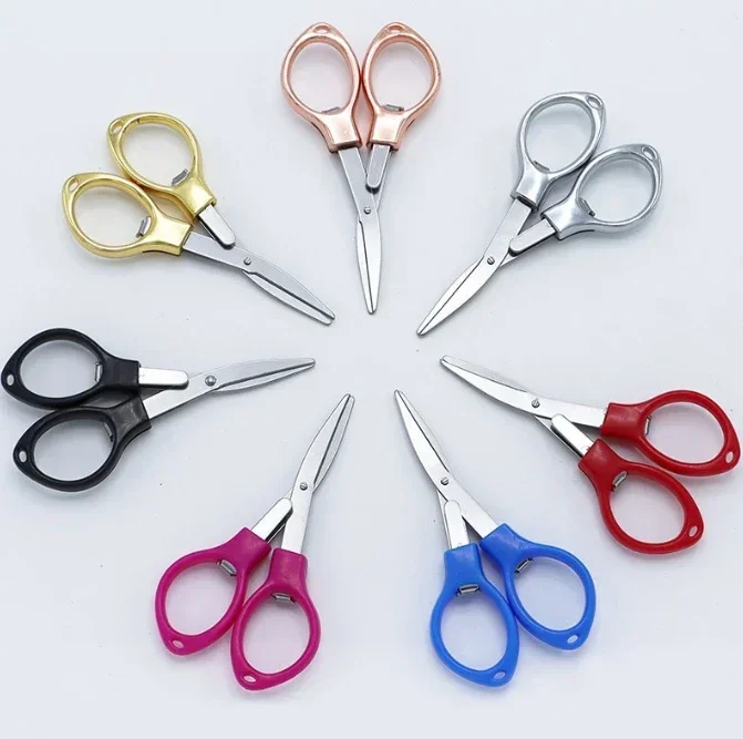 Simple Portable Folding Scissors Solid Color Glasses Shape Paper Cutters Students Handmade DIY Tools School Office Supplies portable scissors cutter,paper cutter,stationery scissors