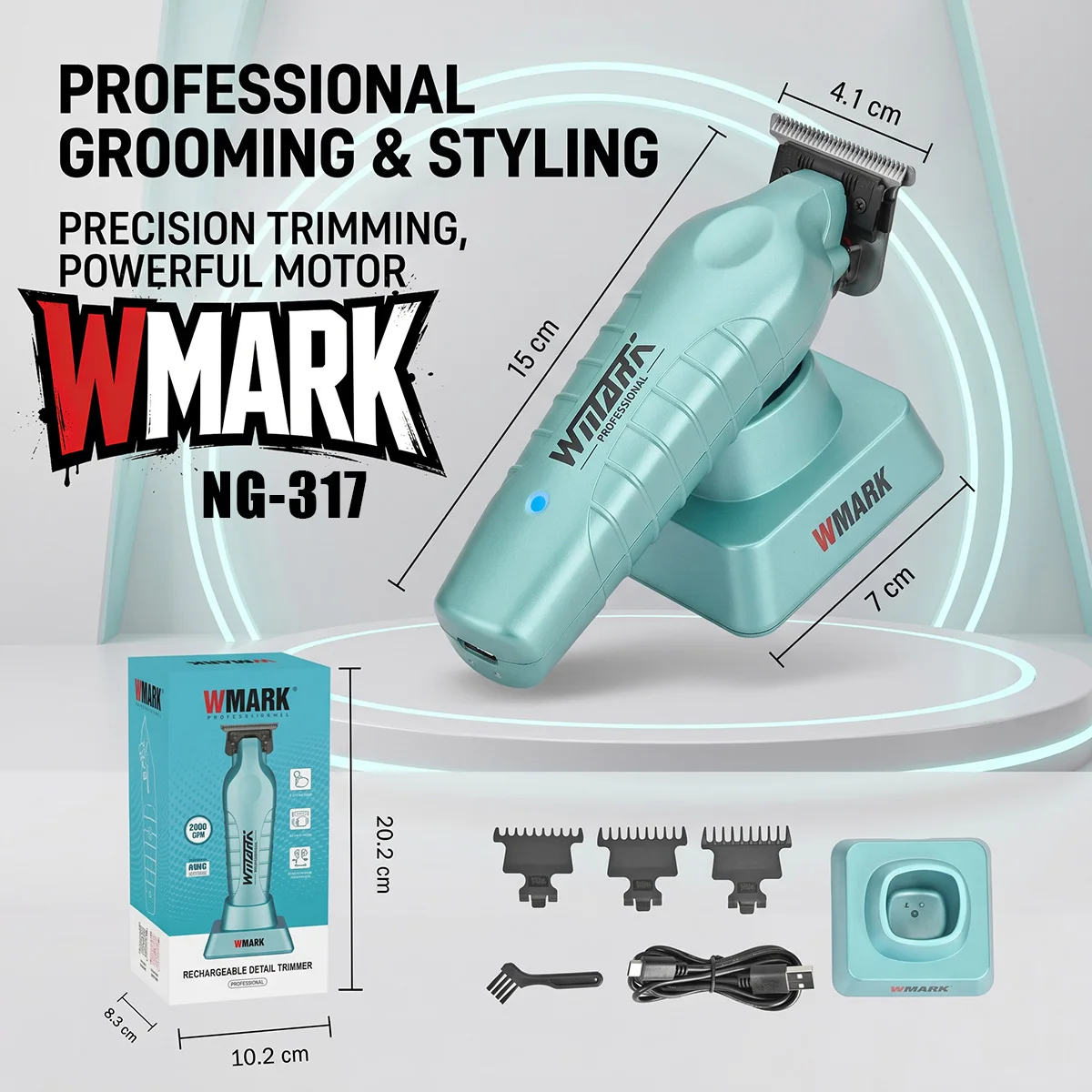 Tondeuse à cheveux professionnelle WMARK, machine à sculpter les cheveux, tondeuse électrique avec chargeur de base 1 Tondeuse à cheveux professionnelle WMARK, machine à sculpter les cheveux, tondeuse électrique avec chargeur de base 1