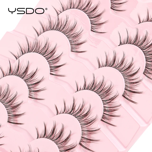 YSDO 7 Pairs New Mink Eyelashes Strip Handmade 3D Mink Eyelashes Natural Fluffy Lashes Extension Lashes Tools Fake Cilios