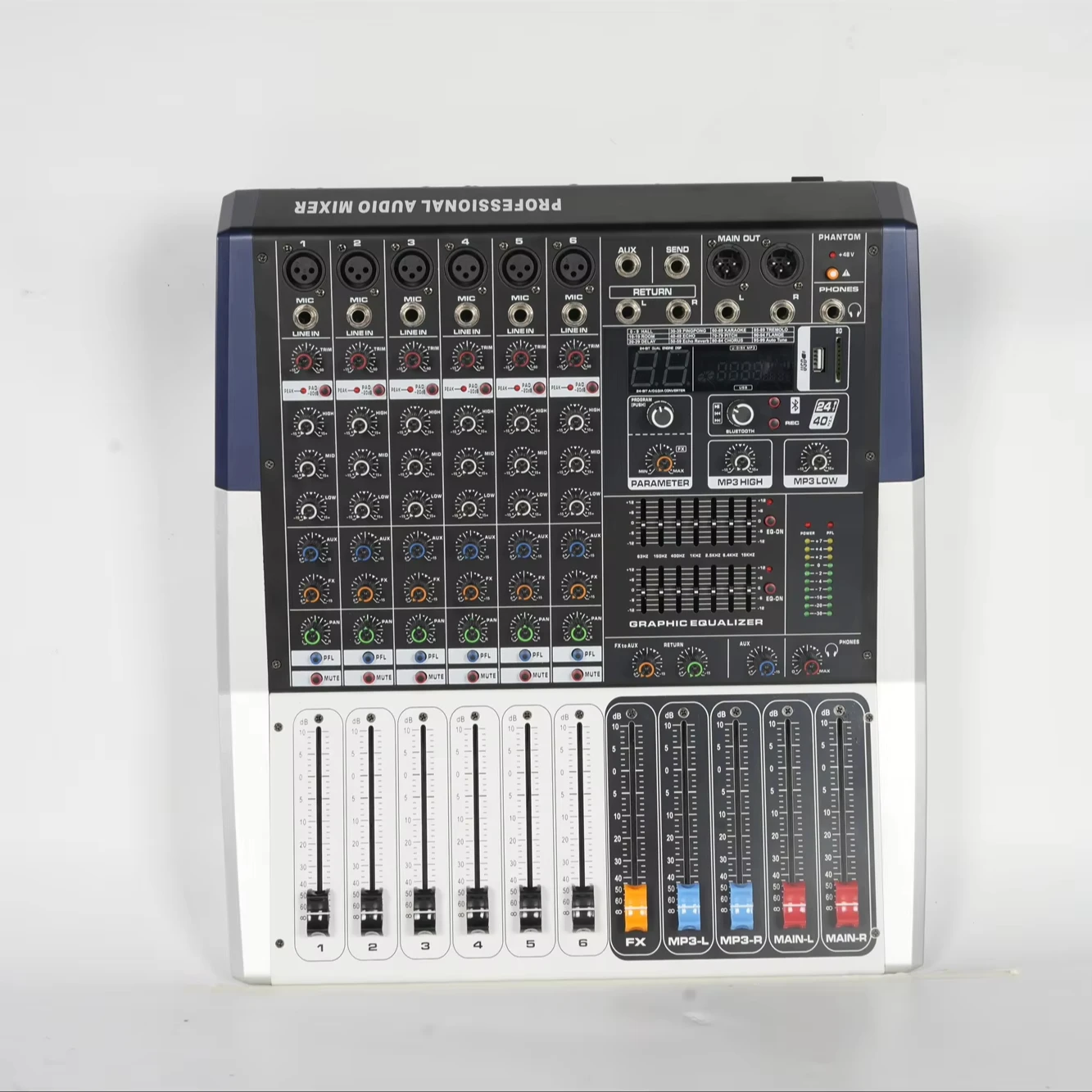 High Quality Digital 6 Channel Power USB Sound Audio Mixer Mixing Console Power Mixer