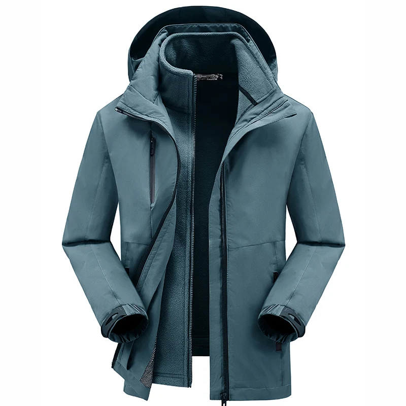 Winter Men's Bigsize Coats Three In One Two Piece Outdoor Mountaineering Jackets Windproof Waterproof Warm Loose Casual Jackets