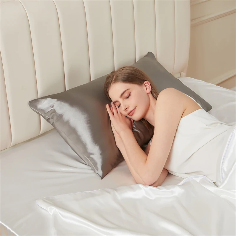 Solid Mulberry Silk Pillow Case Hair Skin Protect Pillowcase Luxury Sleeping Bedding Cushion Pillow Cover Standard Queen Size 3