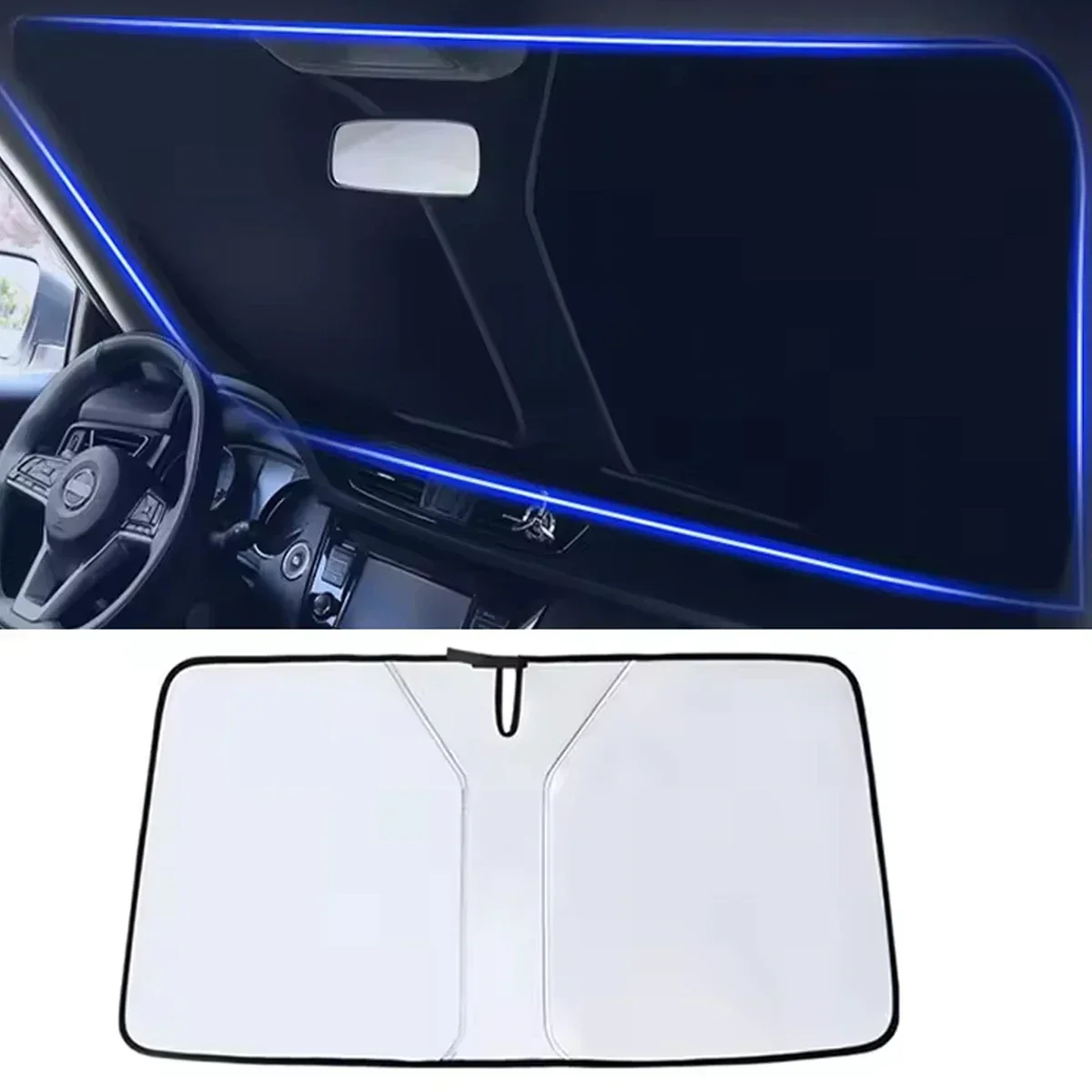 UV Reflective Car Sun Shade for Front Window Summer Cooling
