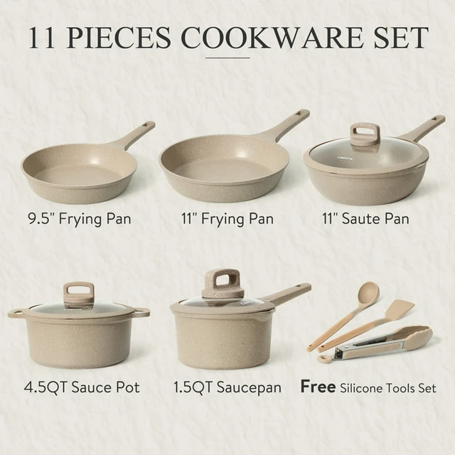Soft Grip 18 Piece Cookware Set, Pink Non Stick Cooking Pot Set Pots and  Pans - AliExpress