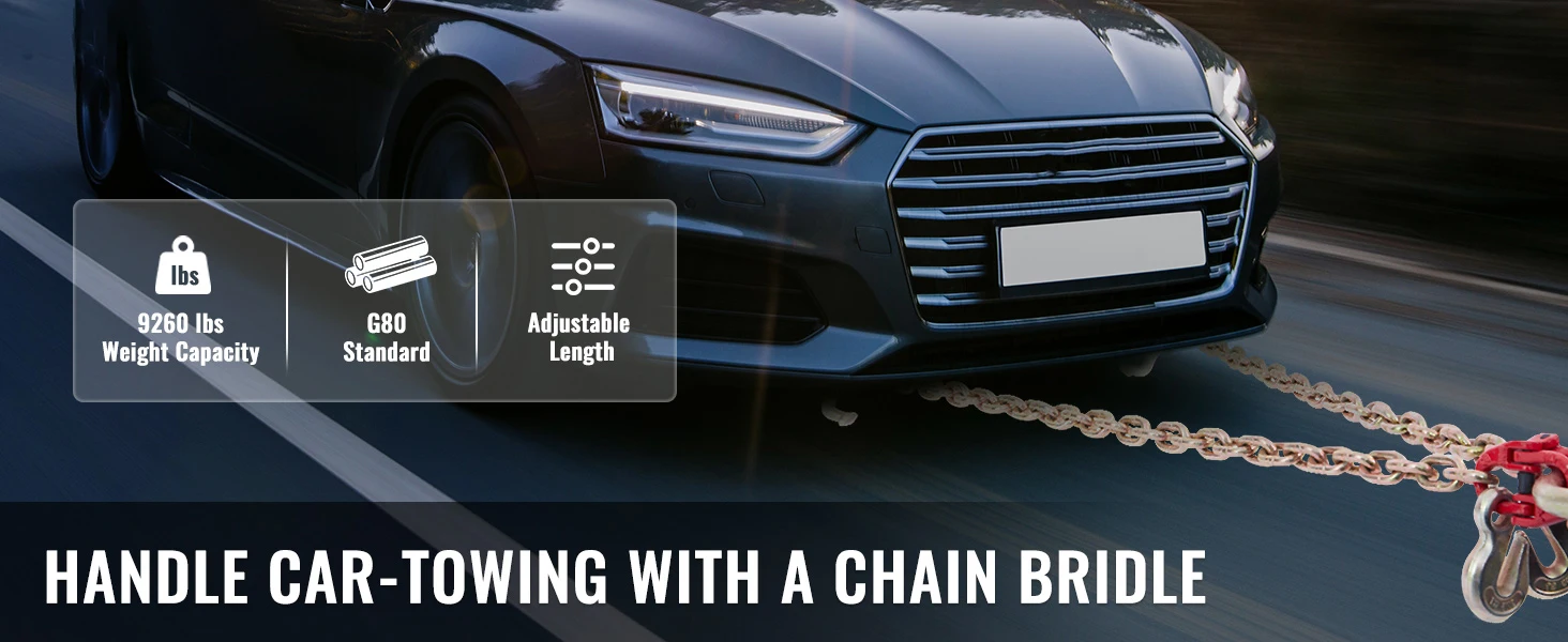 Tow chain with hooks
