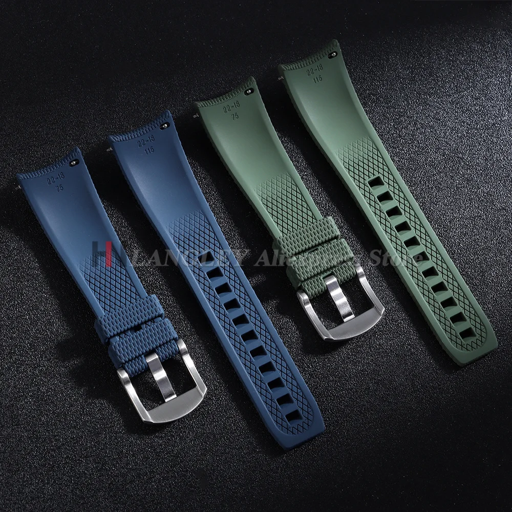 Premium Curved End FKM Rubber Quick Release Watch Strap - Men's Bracelet in Multiple Sizes