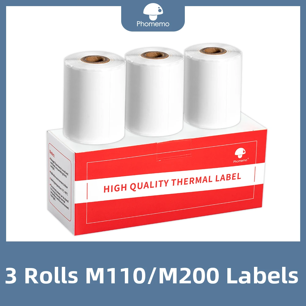 Phomemo M110/M200/M220 정사각형 감열지 다목적 자체 접착 라벨, 바코드 라벨, DIY 로고 디자인, 병 라벨
