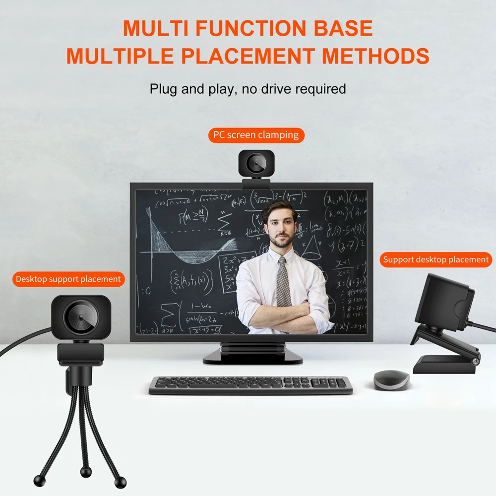 Web Camera Full HD USB 2K Autofocus With Microphone For PC Computer Mac Laptop