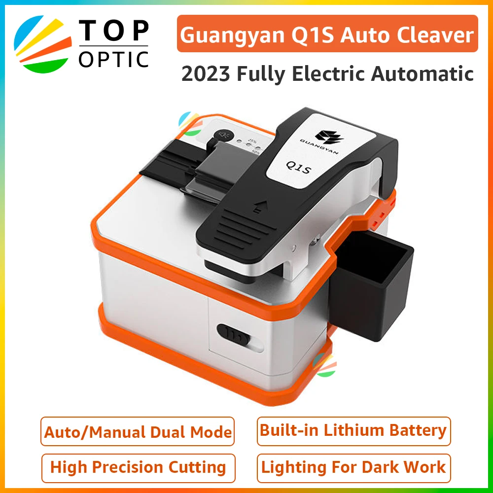 

GUANGYAN Q1S Fully Automatic Electric Fiber Optic Cleaver Rechargeable Optic Cable Cutter Ftth Optical Fiber Cleaver