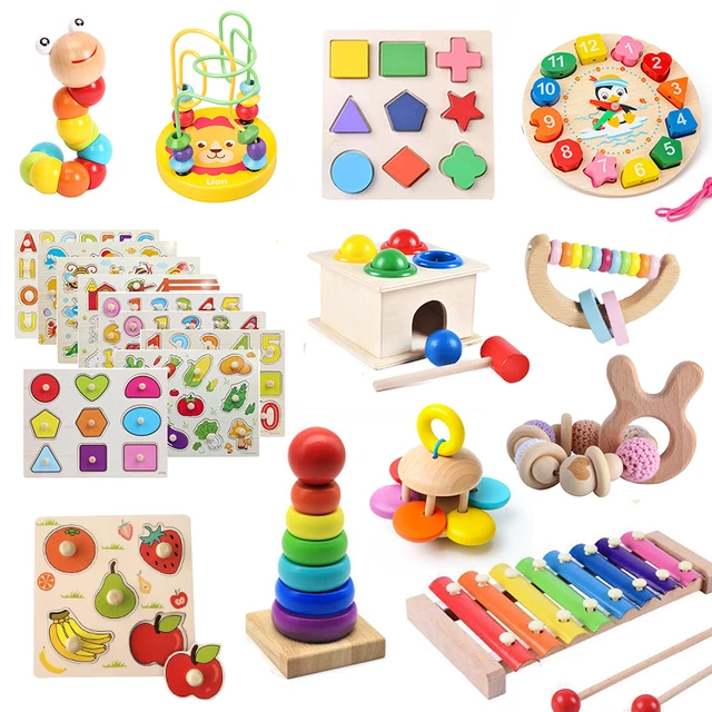 Bebê Brinquedos Educativos Jogos de Desenvolvimento Crianças Madeira  Puzzles Brinquedo Sensorial Montessori Brinquedos De Madeira Para