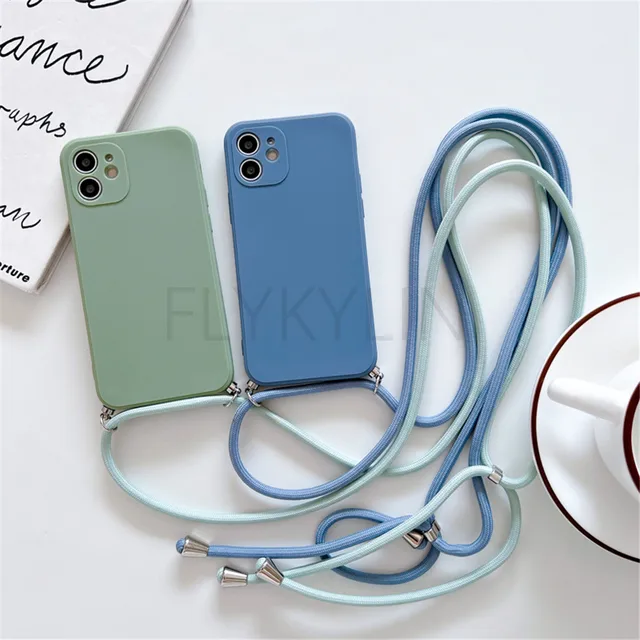 Funda cuadrada de silicona para Xiaomi Mi, funda con correa de cordón para Xiaomi Mi 12 12X 11T POCO X4 Pro Redmi 10A 10C - Image 2
