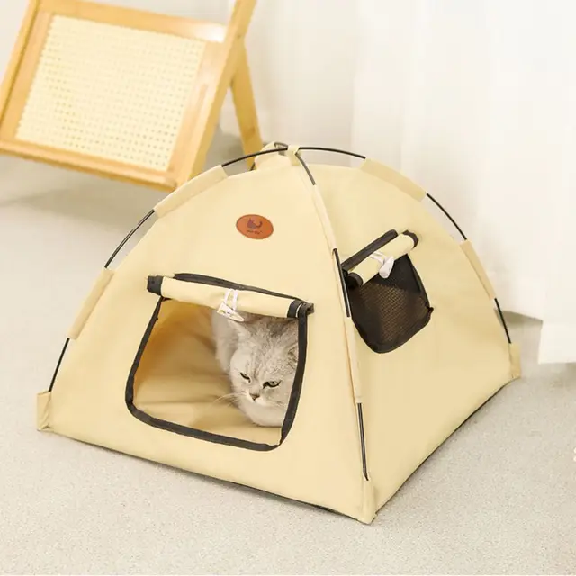 Portable Foldable Pet Cat Tent Closed Design Breathable Cat Sleep House Large Stable Pet Kennel Indoor Use 2