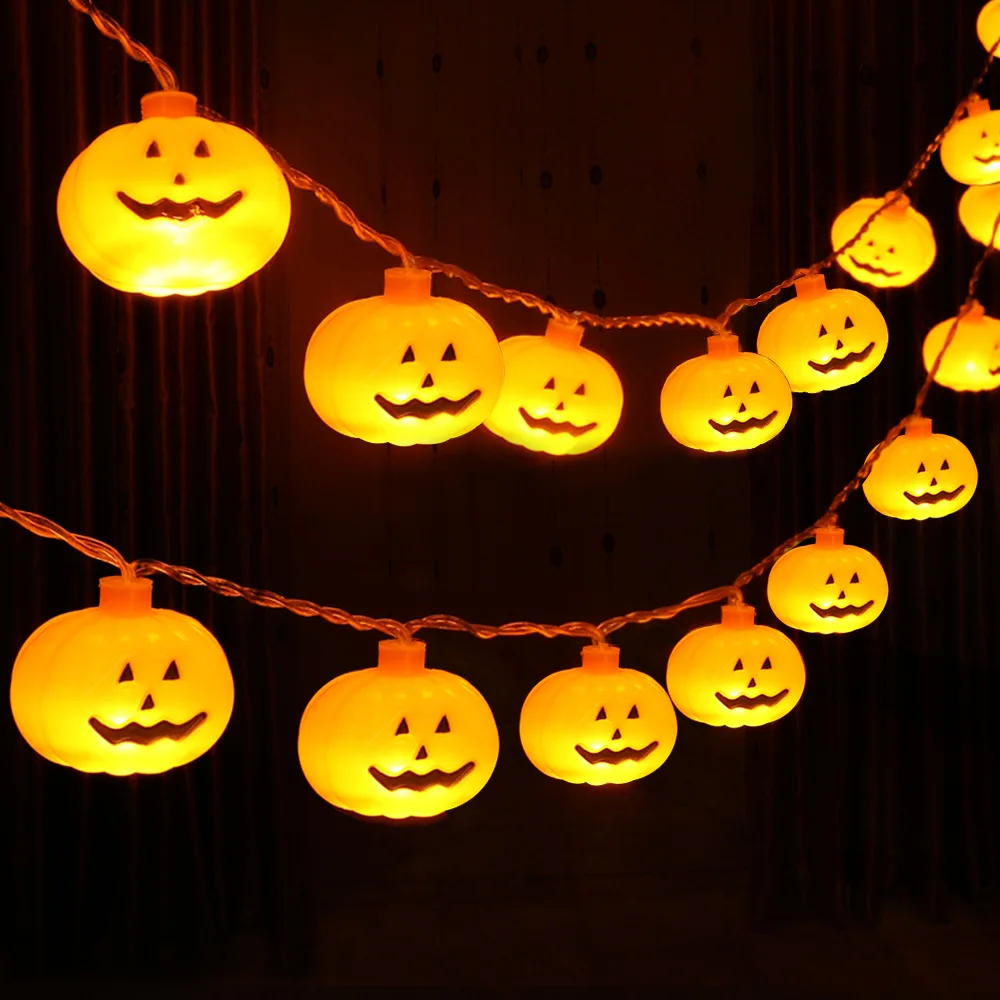 

120cm 10 LED Pumpkin String Lights Halloween Lights Battery Operated String Lights For Home Bar Halloween Party Decor Supplies
