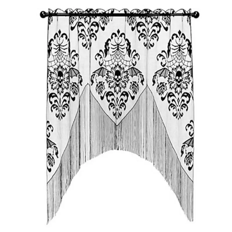 

Halloween Lace Curtains Halloween Tassel Door Valance Polyester Decoration Accessory For Dinner Party Halloween Party Haunted