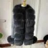 Women's spring and autumn sweater cardigan jacket with real fox fur collar real fox fur jacket natural fox fur women's jacket 6