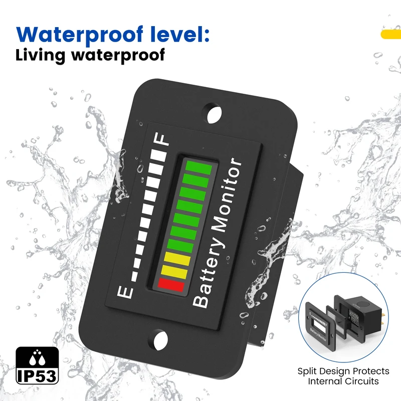 LED Voltage Battery Meter Indicator - Universal Battery Monitor Gauge