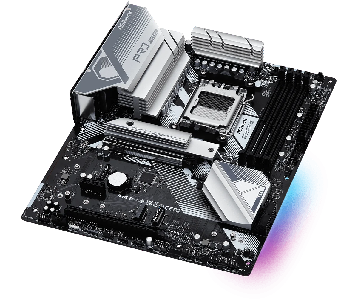 ASROCK B650 PRO RS Motherboard AMD B650 Socket AM5 4xDDR5 M.2 ATX