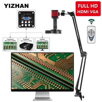 Microscopio Digitale 13MP Full HD con Telecamera HDMI e Porta VGA, Zoom 150X, Lente Regolabile, Supporto con Braccio in Metallo