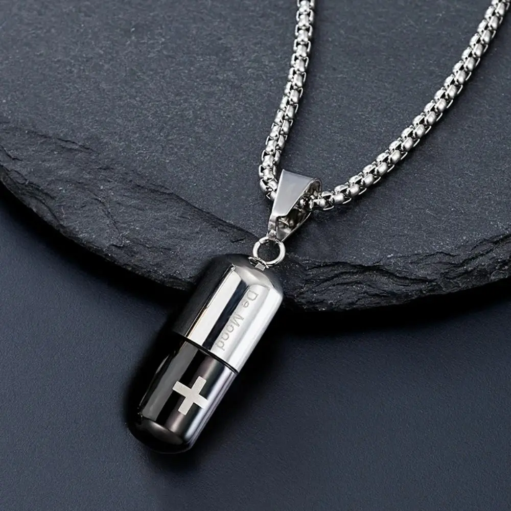 Stainless Steel Capsule Pendant Necklace for Men and Women