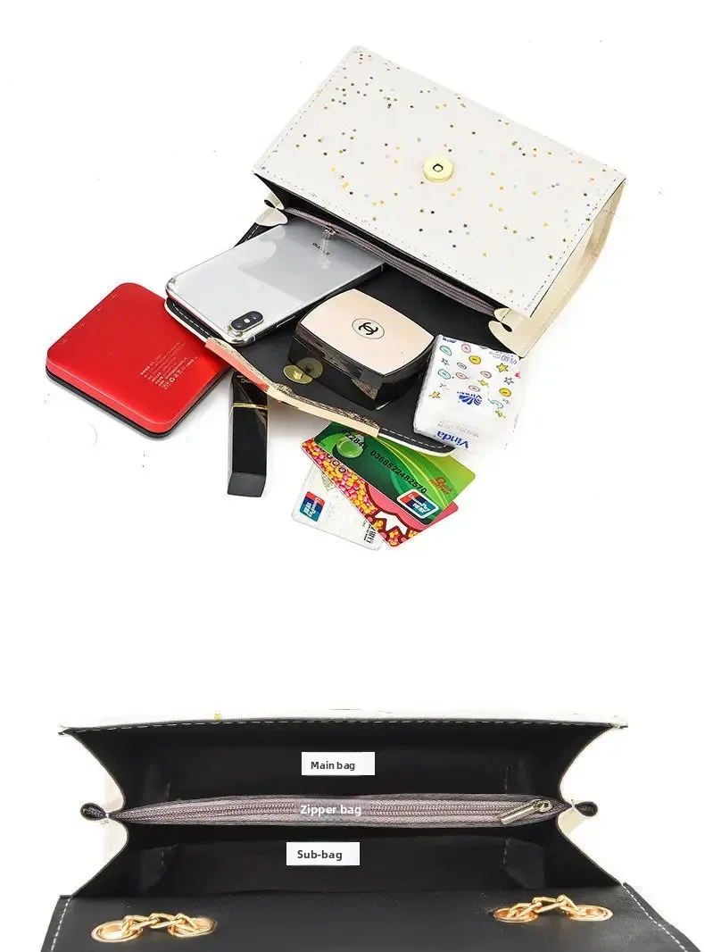 Fashionable Bright Leather Chain Crossbody Bag Women's Single Shoulder Small Square Bag Hot Sale of the Season New Style