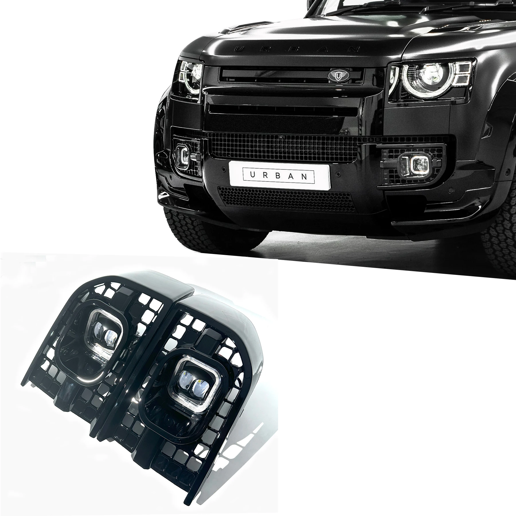 

For LAND ROVER Defender L663 2020-2024 90 110 130 LED Fog Lamp Daytime Driving Light DRL Grill cover