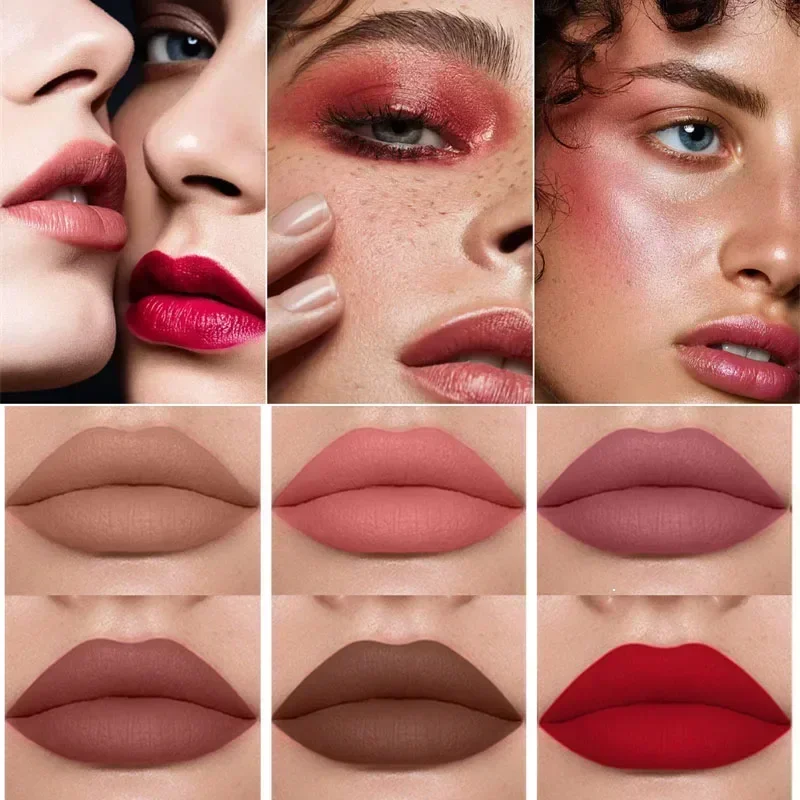 1pc Waterproof Liquid Lipsticks Lip Makeup Matte Velvet Lipstick Lip Gloss Red Sexy Cosmetic 6 Colors Long Lasting Lip Glaze 6