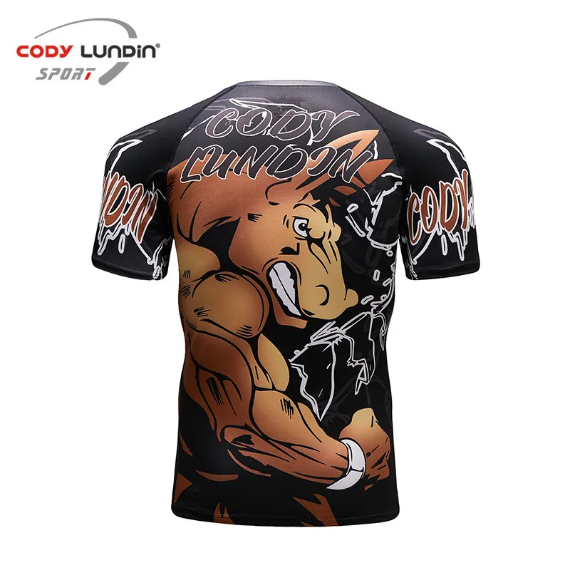 Men Rashguard MMA T-shirt Jiu Jitsu Bjj Kickboxing Compression Boxing Tees
