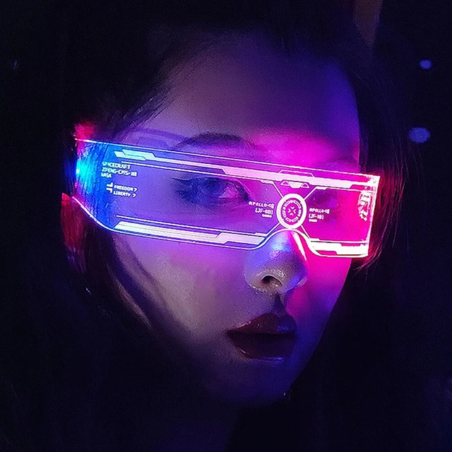 Gafas luminosas futuristas populares, lentes acrílicas de neón LED, luz  brillante, Cyberpunk, para fiesta de Bar, accesorios de Club de cumpleaños,  2024 - AliExpress