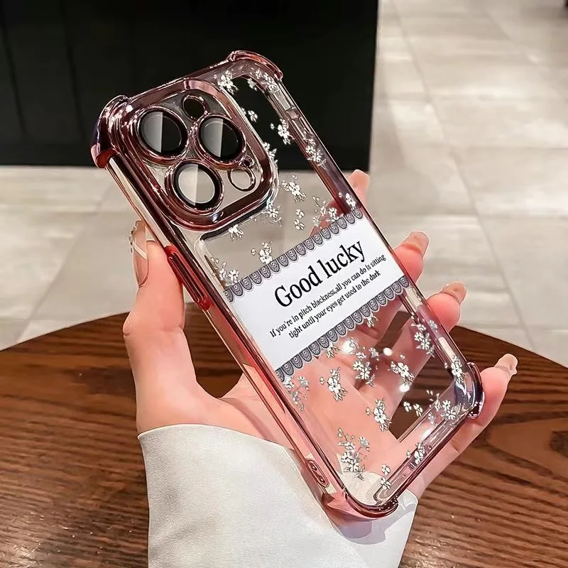 Good Lucky Butterfly Electroplate Shockproof Clear Phone Case