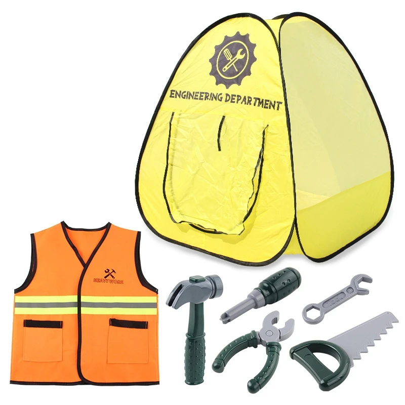 

Kids Pretend Play Toys Engineer Tools With Tent Kit Holiday Gift Halloween Costume For Boys Birthday Gift Pretend Play
