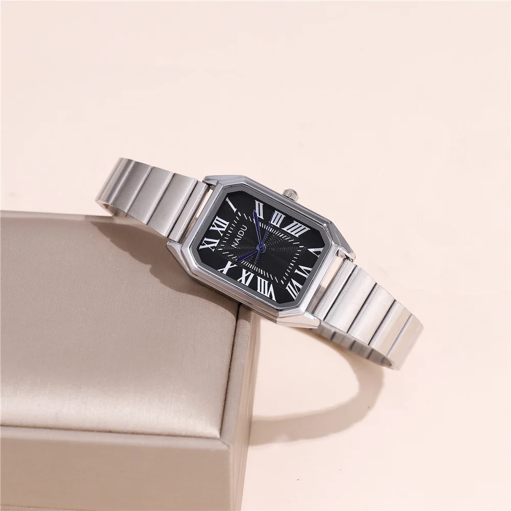 trendy elegant women steel dress watch rectangle dial quartz wristwatch 2