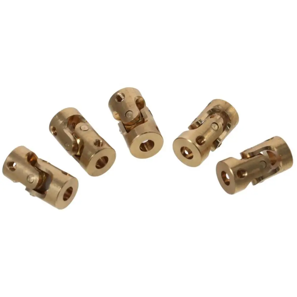 5PCS Connector 3mm to 3mm Inner Dia Rotatable Brass Yellow Shaft U Joint Coupler Pipe Fitting Air Line
